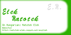 elek matotek business card